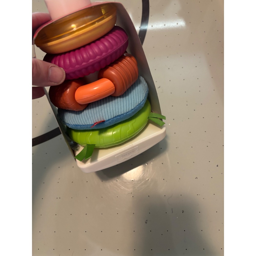 Fisher-Price Sensory Rock-a-Stack Baby Stacking Toy Multi-Textured 5 Rings 6M+ - Picture 2 of 3